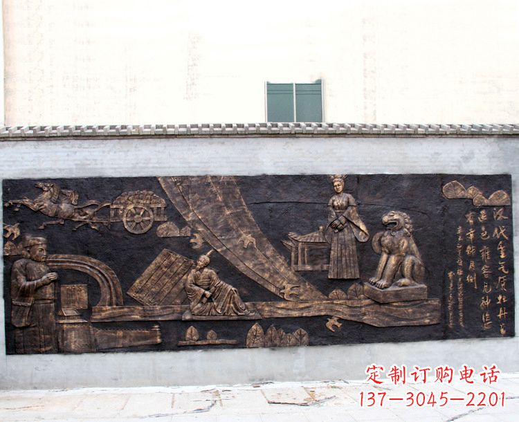 绵阳“汉代重气质,牡丹留正色”中国传统文化浮雕壁画,玻璃钢仿铜园林墙壁装饰壁画
