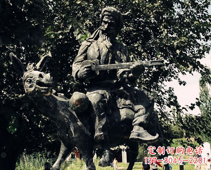 绵阳阿凡提和小毛驴公园景观铜雕