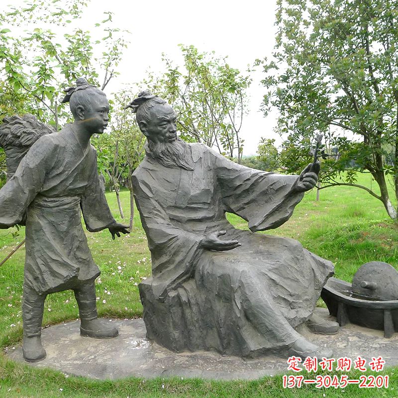 绵阳八大山人情景雕塑-中国明末清初知名画家朱耷公园情景小品