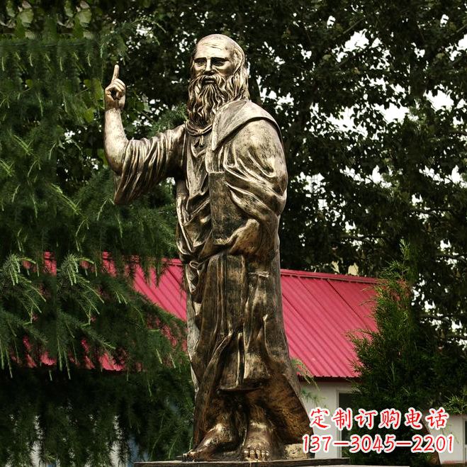 绵阳柏拉图玻璃钢仿铜雕像-古希腊哲学家雕塑