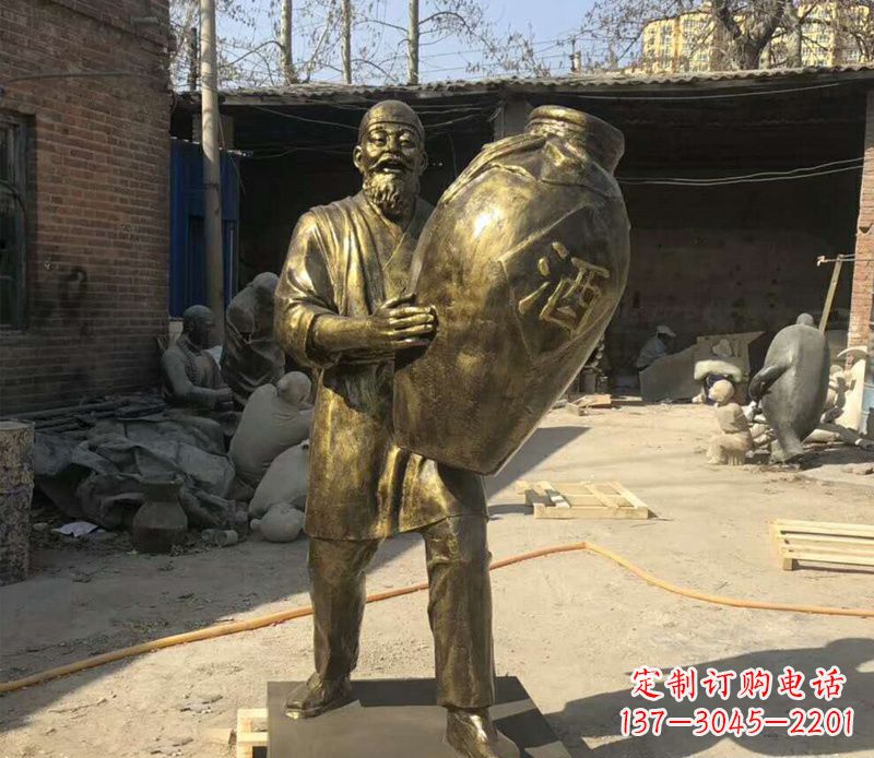 绵阳精美酒坛铜雕