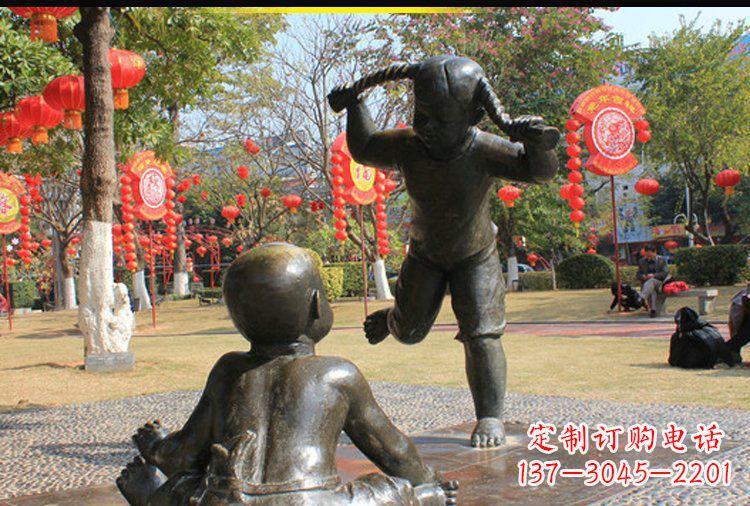 绵阳表演的儿童公园人物铜雕塑