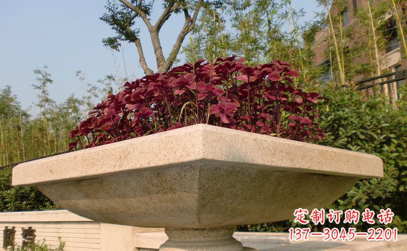 绵阳别墅景观大理石花盆石雕_1