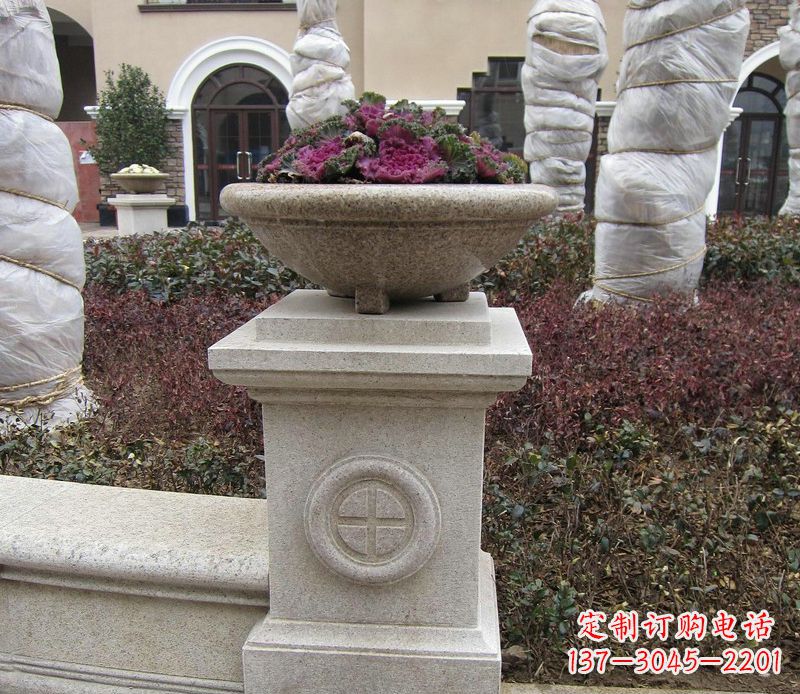 绵阳别墅景观大理石花盆石雕_2
