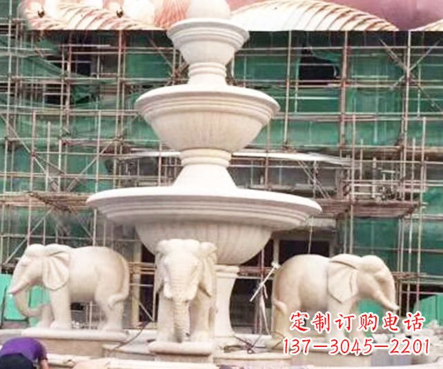绵阳别墅景观大象喷泉石雕