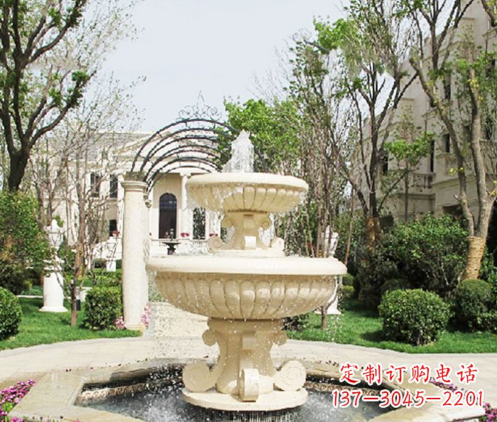 绵阳精致现代别墅景观汉白玉喷泉石雕