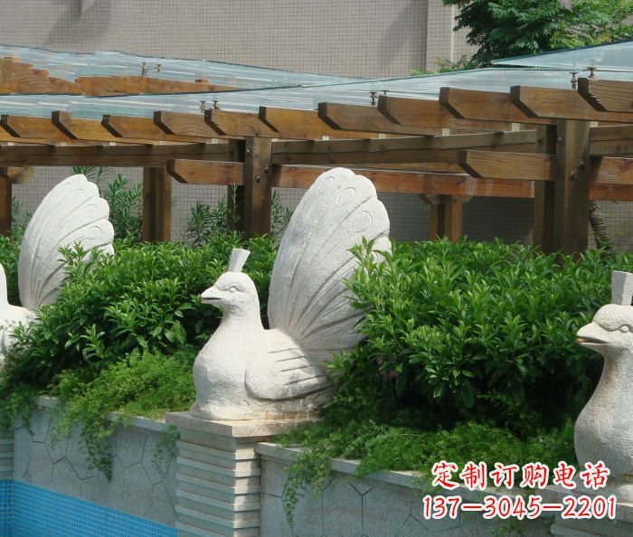绵阳别墅景观孔雀喷泉石雕
