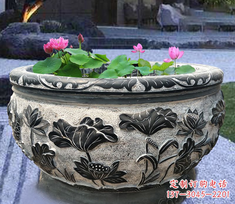 绵阳别墅庭院石雕鱼缸