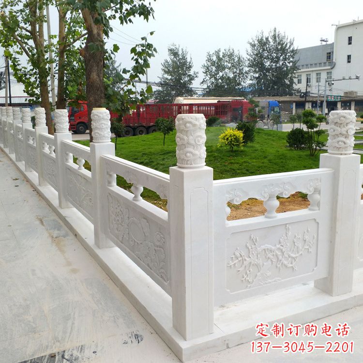 绵阳别墅园林大理石石雕栏板护栏