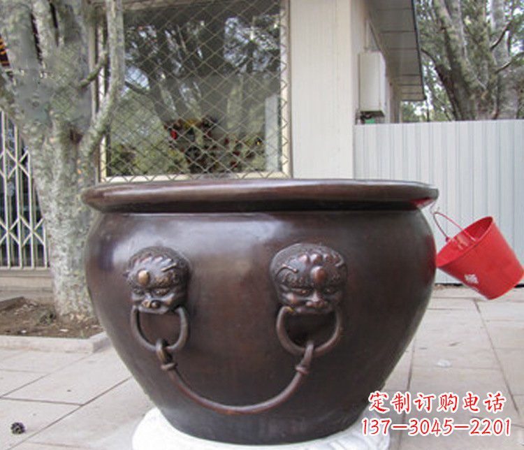 绵阳别墅招财水缸铜雕塑摆件 (2)