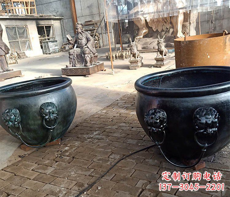 绵阳别墅招财水缸铜雕塑摆件 (3)