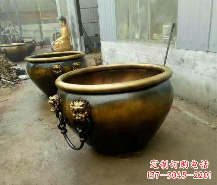 绵阳别墅招财水缸铜雕塑摆件 (4)