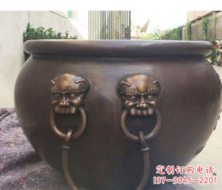 绵阳别墅招财水缸铜雕塑摆件