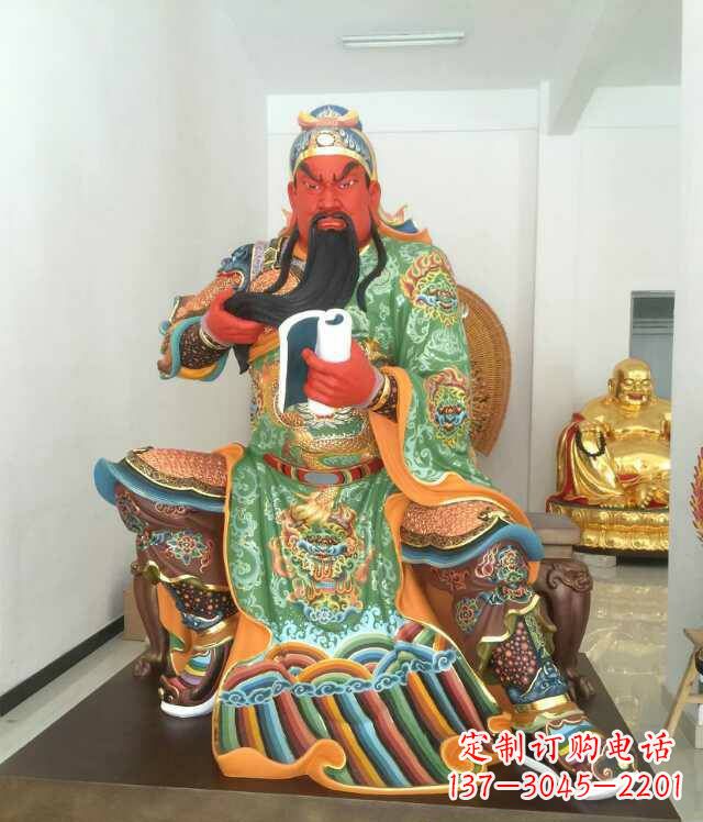 绵阳玻璃钢关公书香雕塑