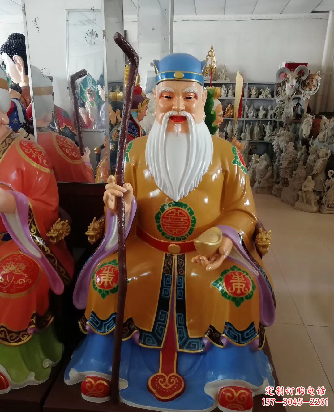 绵阳玻璃钢彩绘土地公神像精美的艺术品