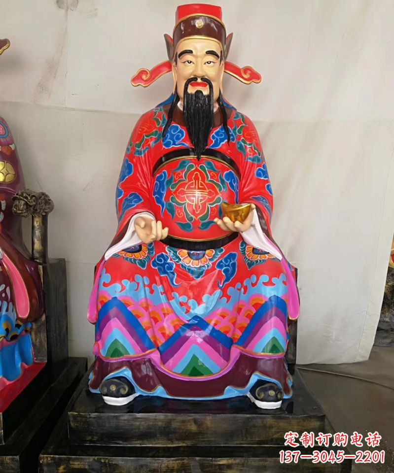 绵阳玻璃钢彩绘文财神神像雕塑