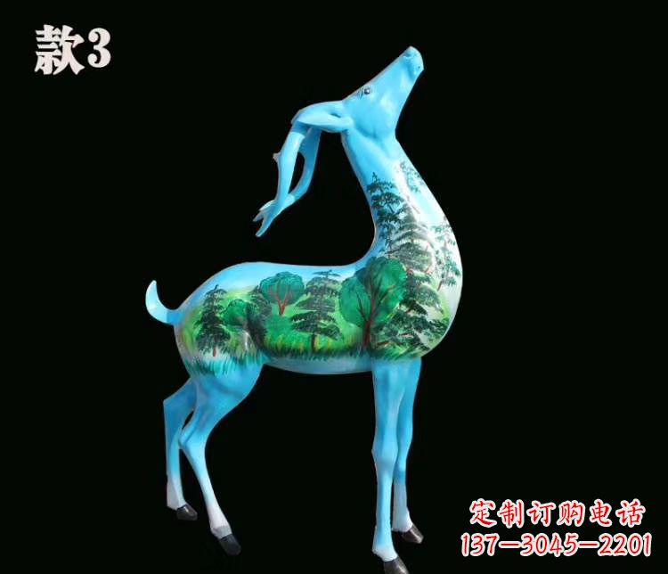 绵阳玻璃钢彩绘艺术小鹿雕塑精美的艺术品