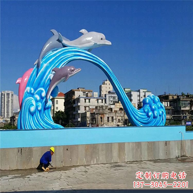 绵阳玻璃钢大型海豚雕塑游泳馆游乐场的精彩缤纷