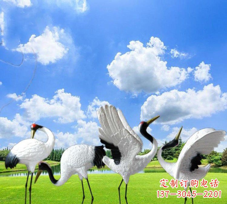 绵阳玻璃钢丹顶鹤雕塑——一件艺术精品