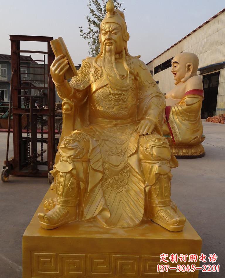 绵阳玻璃钢仿铜关公雕塑——传承春秋精神