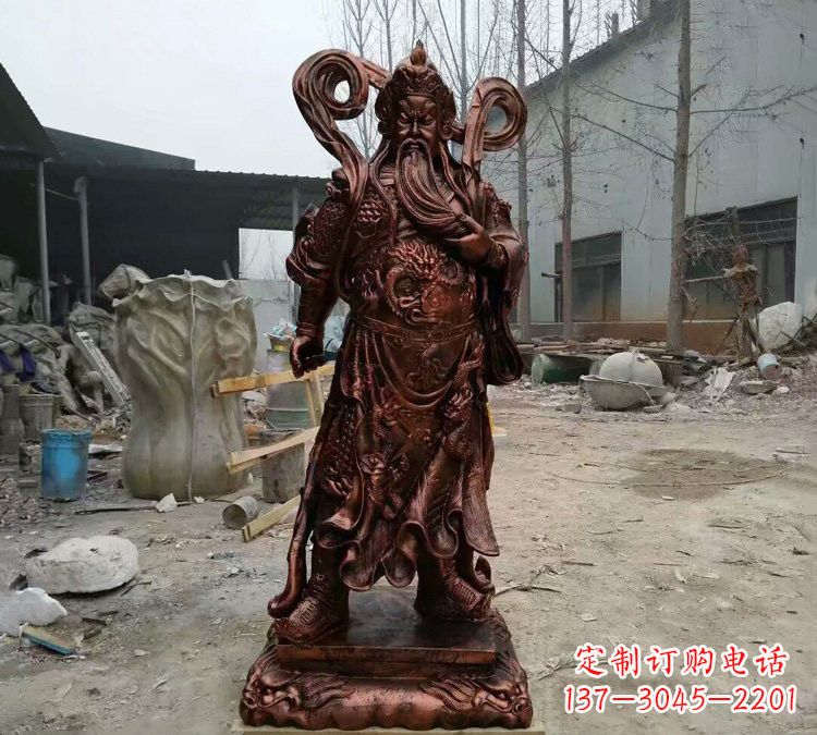 绵阳玻璃钢仿铜捋须关公雕塑