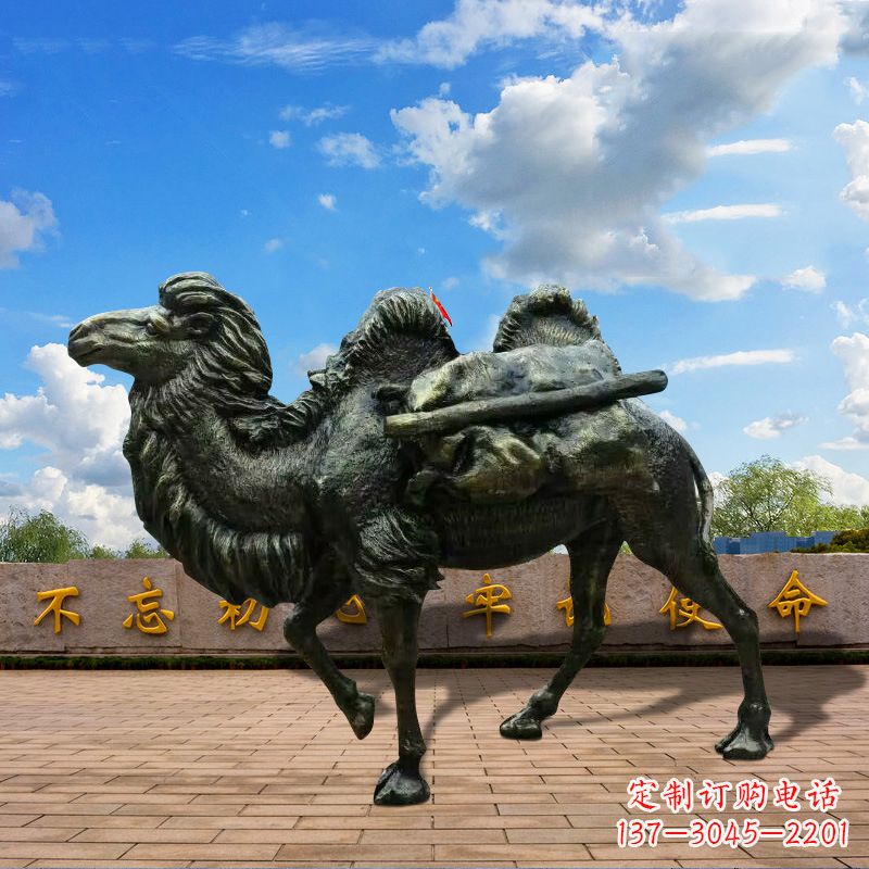 绵阳玻璃钢仿铜骆驼雕塑精致经典的艺术