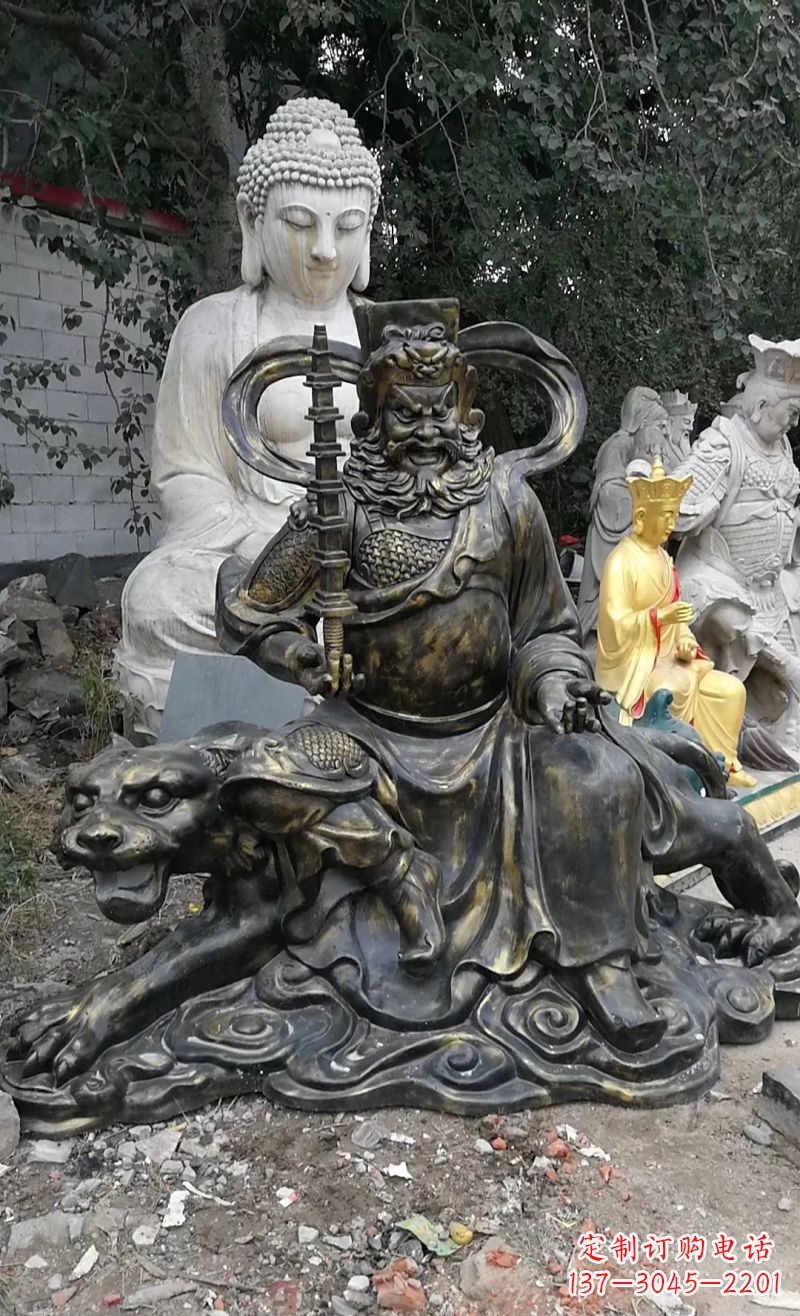 绵阳玻璃钢仿铜赵公明雕塑