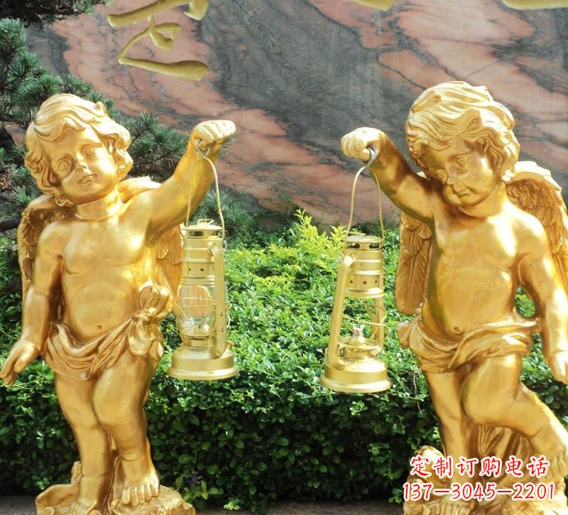 绵阳玻璃钢仿铜小天使路灯陪伴你安全回家