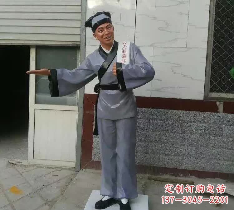 绵阳精致玻璃钢店小二雕塑
