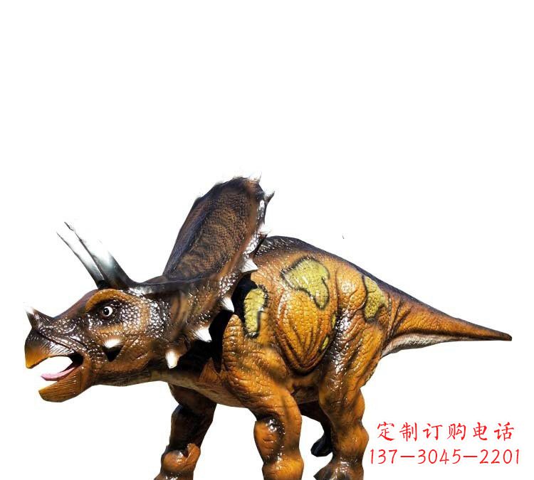 绵阳玻璃钢仿真恐龙三角龙雕塑——古老动物的最佳再现