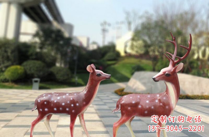 绵阳玻璃钢仿真梅花鹿雕塑
