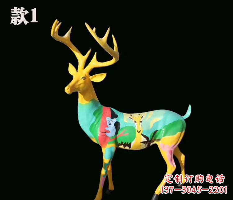绵阳玻璃钢梅花鹿雕塑