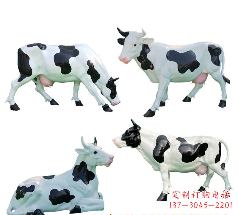 绵阳玻璃钢仿真奶牛雕塑精美的艺术品