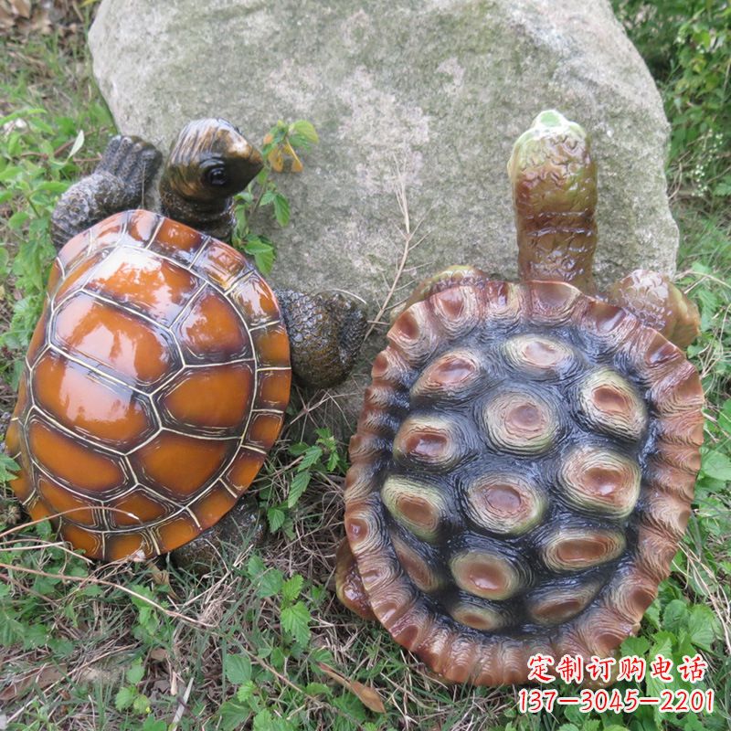 绵阳玻璃钢仿真乌龟雕塑,园林陆龟海龟花园装饰摆件
