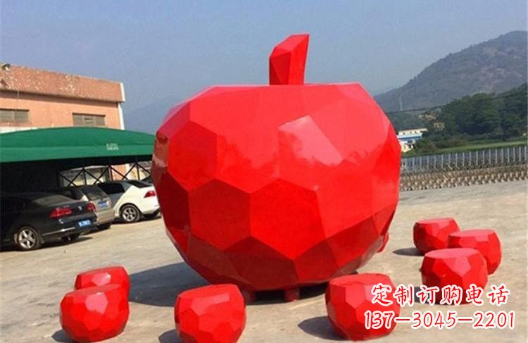 绵阳玻璃钢公园彩绘几何苹果雕塑艺术精美绝伦