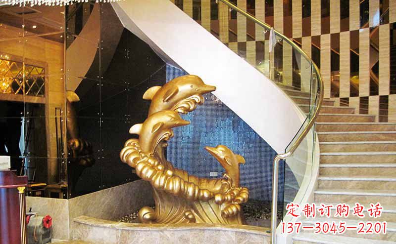 绵阳玻璃钢海豚雕塑精美的艺术精品