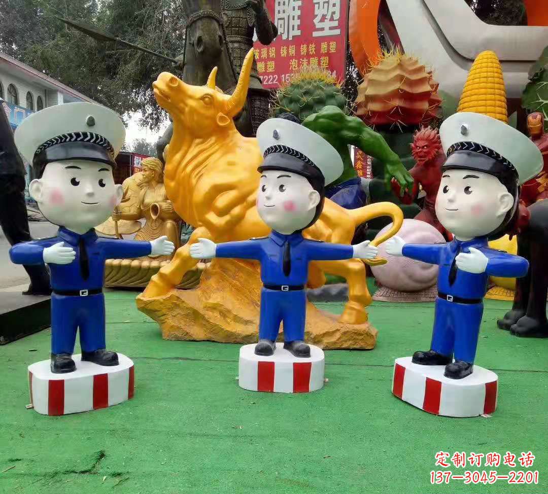 绵阳玻璃钢制作的交通警察雕塑