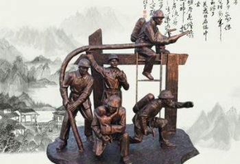 绵阳玻璃钢仿铜消防员雕塑传承英雄豪情