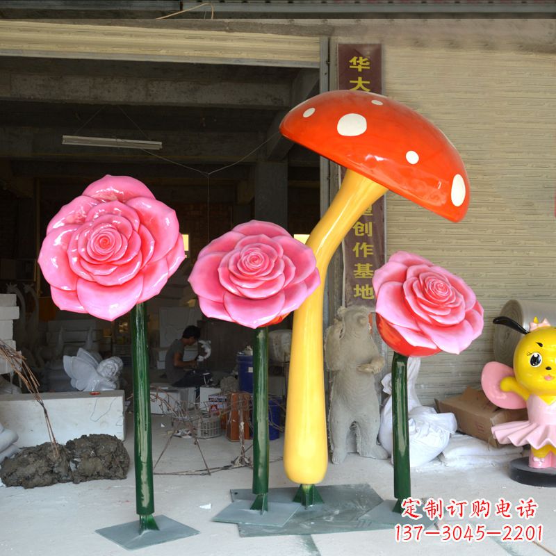 绵阳玫瑰之美玻璃钢玫瑰雕塑