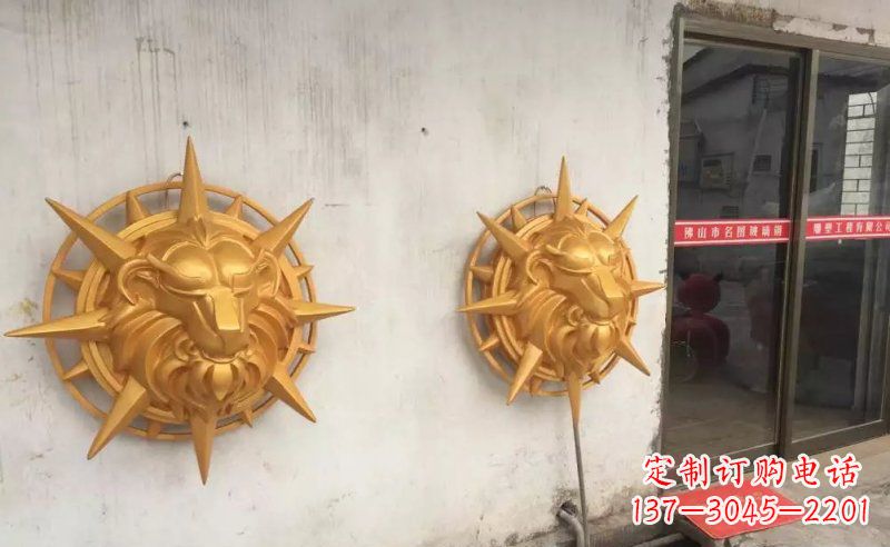 绵阳玻璃钢狮子头雕塑——精美景观装置
