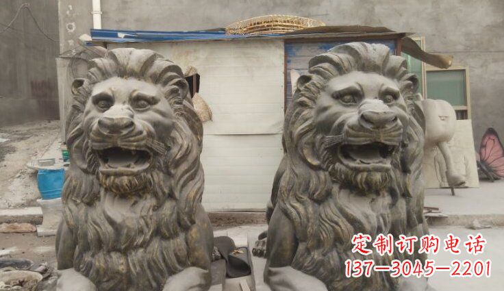 绵阳玻璃钢西洋趴狮仿铜动物雕塑