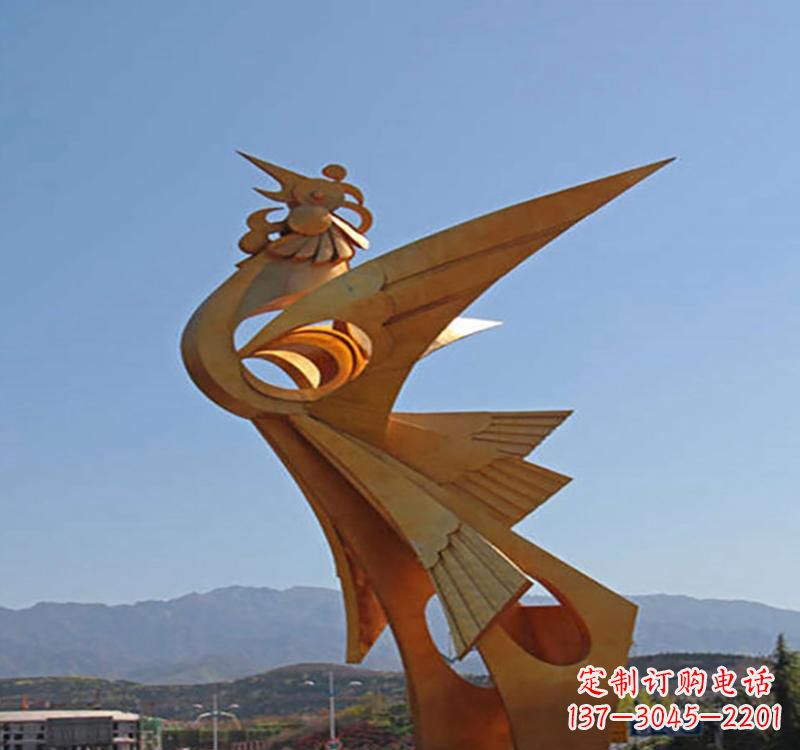 绵阳不锈钢凤凰雕塑传承瑞雪兆丰年