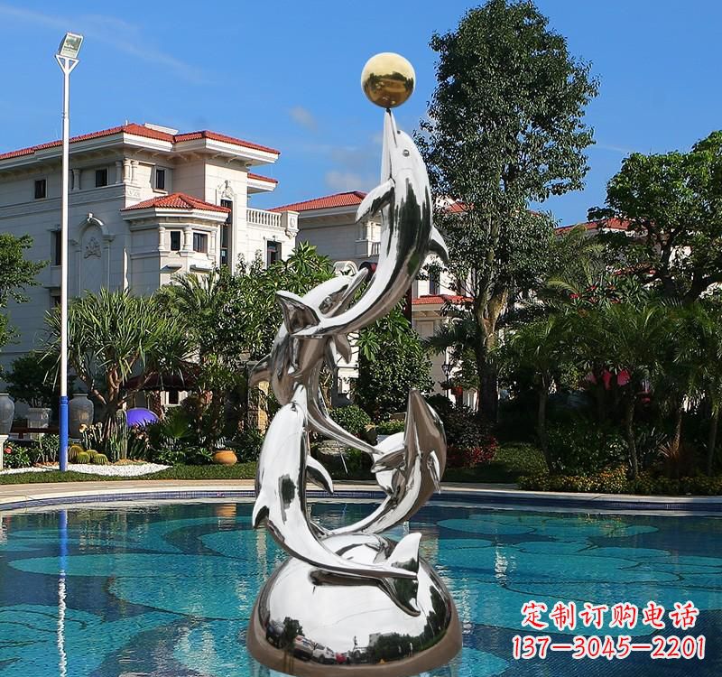 绵阳不锈钢海豚雕塑精美绝伦