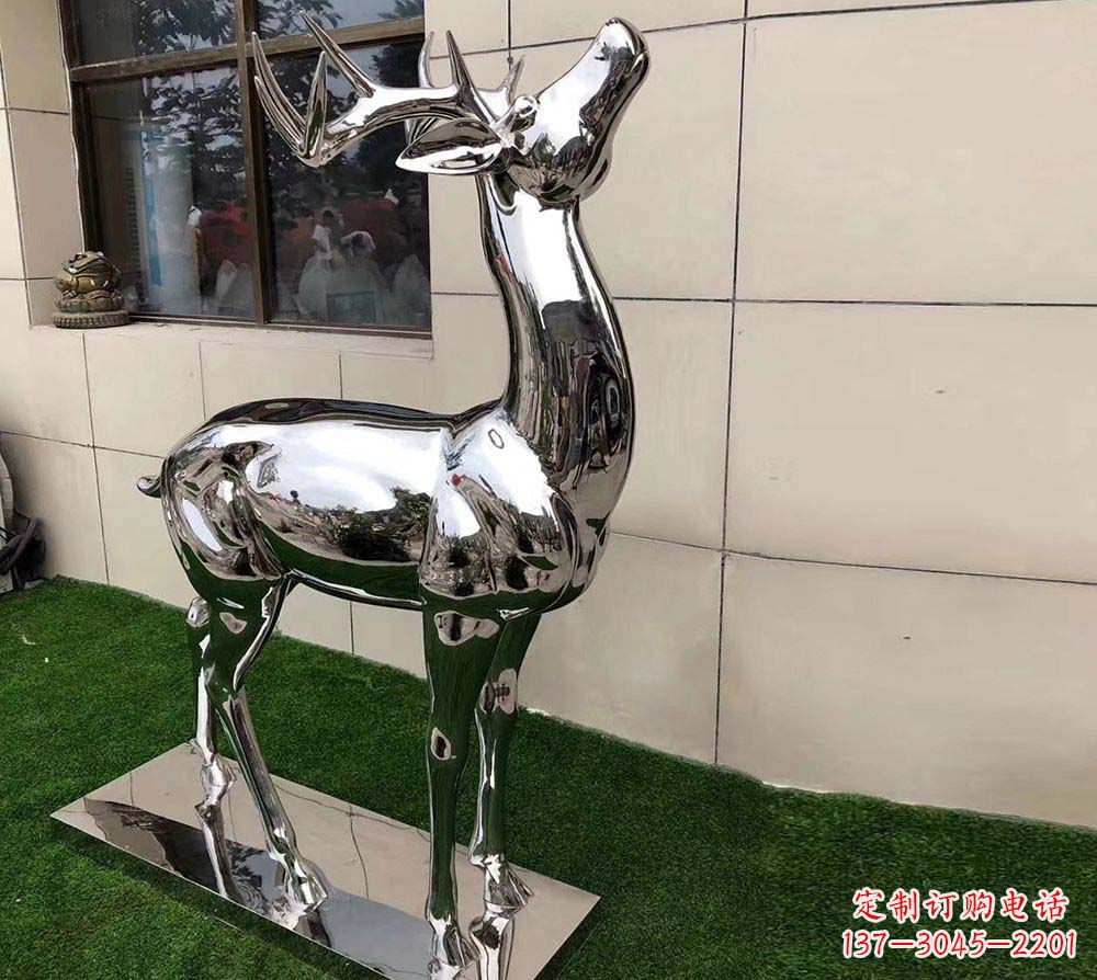 绵阳不锈钢别墅镜面小鹿雕塑