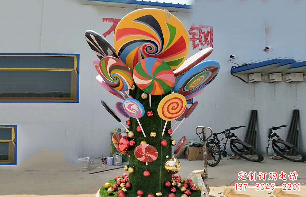 绵阳不锈钢彩色棒棒糖雕塑艺术与景观的完美结合
