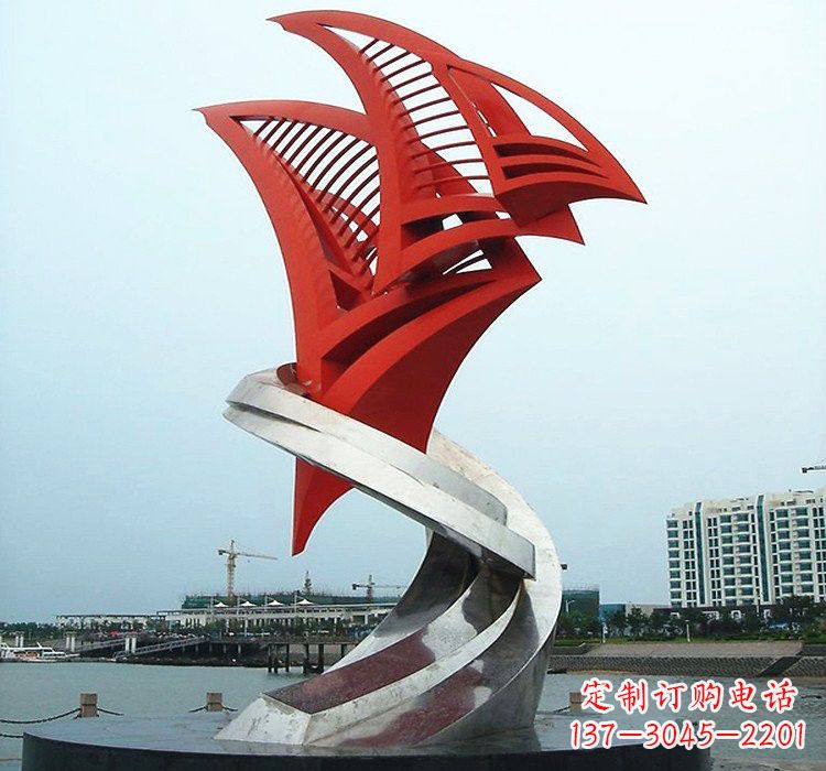 绵阳不锈钢彩色帆船雕塑