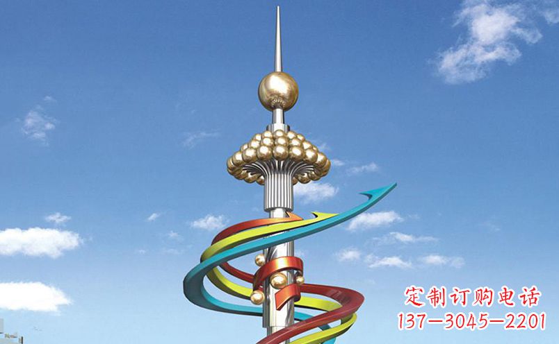 绵阳不锈钢飘带彩色雕塑——缤纷空间的艺术美学