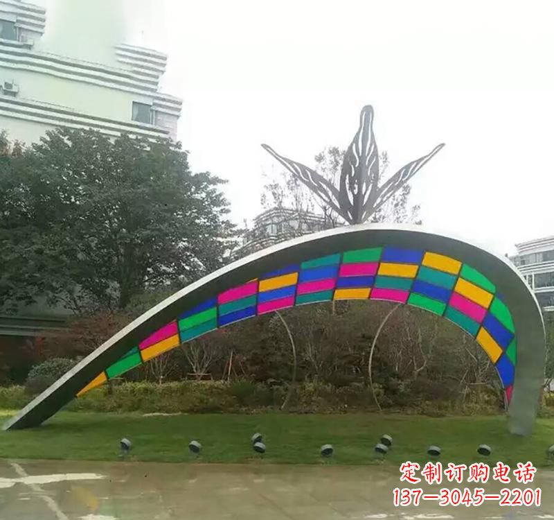 绵阳不锈钢彩色拼接拱门雕塑