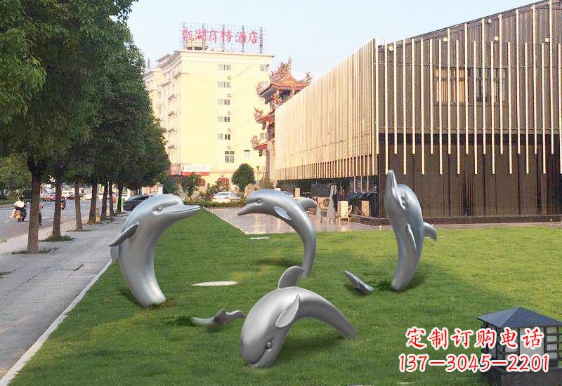 绵阳不锈钢海豚雕塑艺术与环保的完美结合