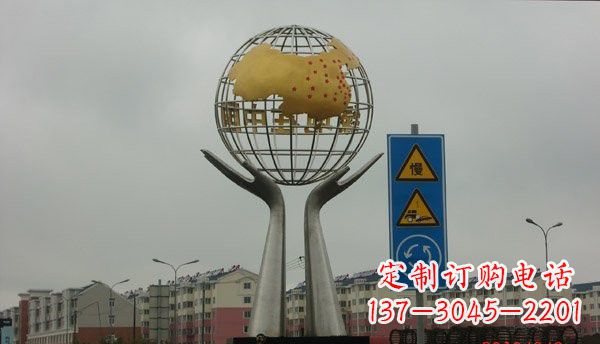 绵阳不锈钢城市景观中的地球雕塑